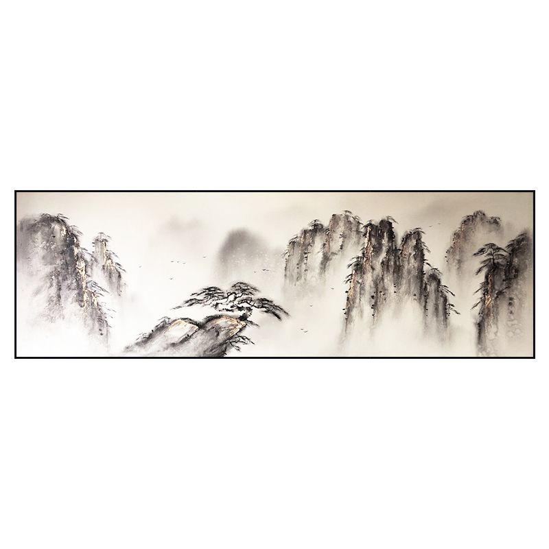 纯手绘现代简约新中式山峰风景客厅沙发背景墙装饰画